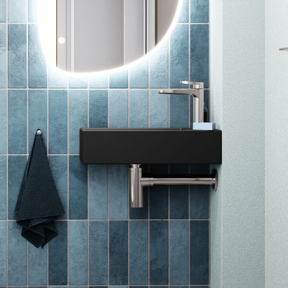 Lifestyle image of Crosswater Beck Matt Black 450mm Cloakroom Basin